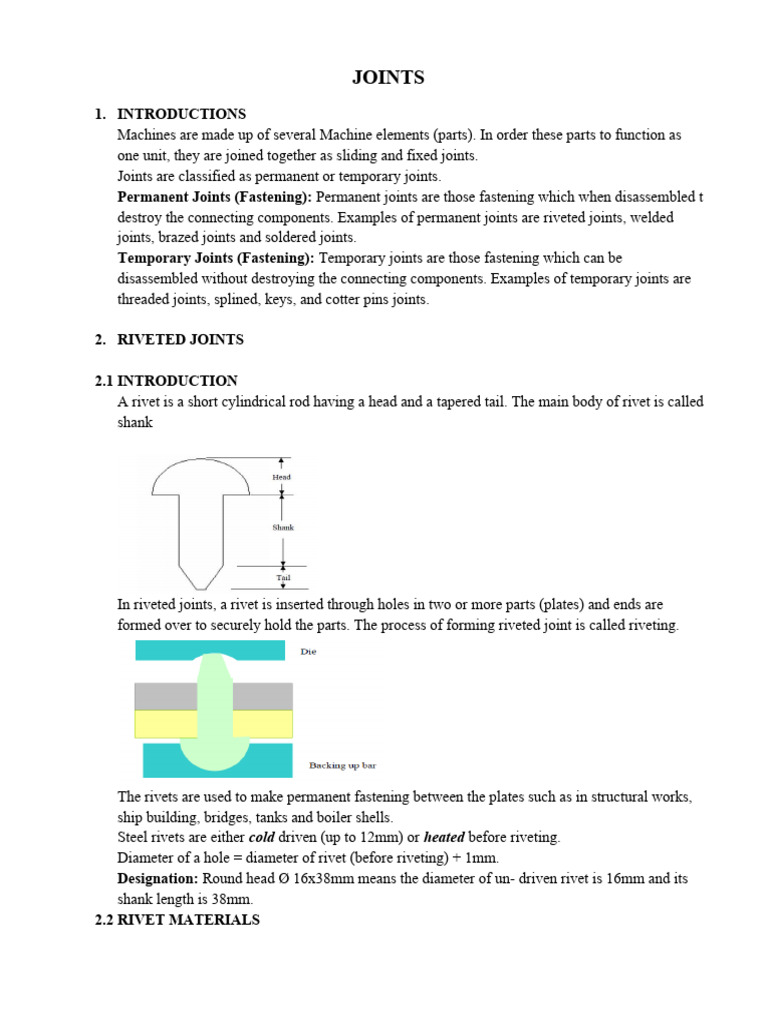 Riveted Joints PDF Rivet Strength Of Materials