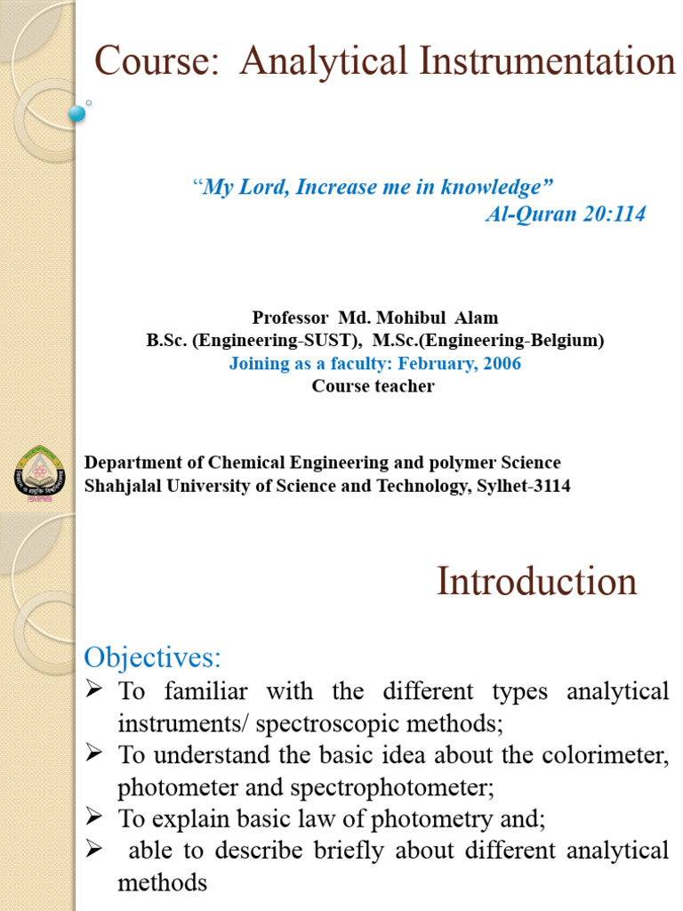 Fundamentals of Analytical Instruments | PDF | Spectrophotometry ...