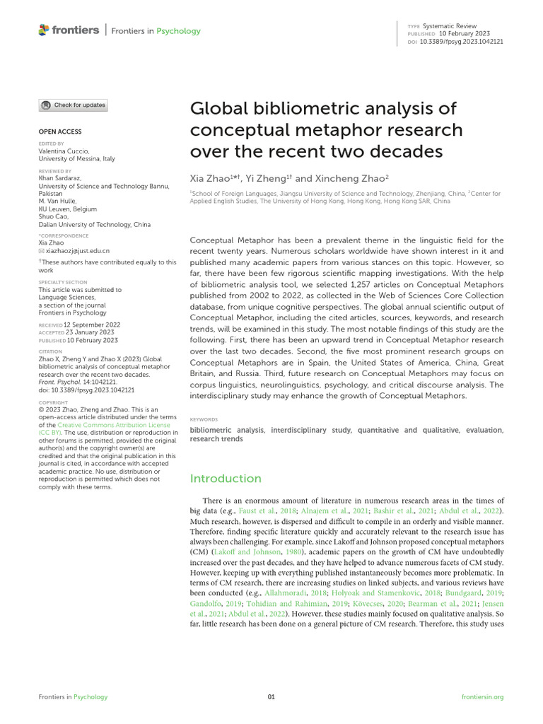 Global Bibliometric Analysis of Conceptual Metapho | PDF | Metaphor ...