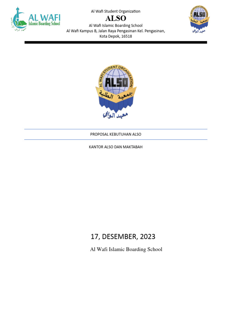PROPOSAL KEBUTUHAN ALSO (KANTOR ALSO & MAKTABAH) | PDF | Personal ...