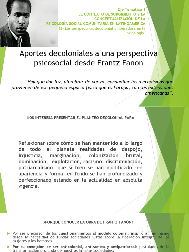 Aportes de Frantz Fanon a la Psicología Decolonial | PDF
