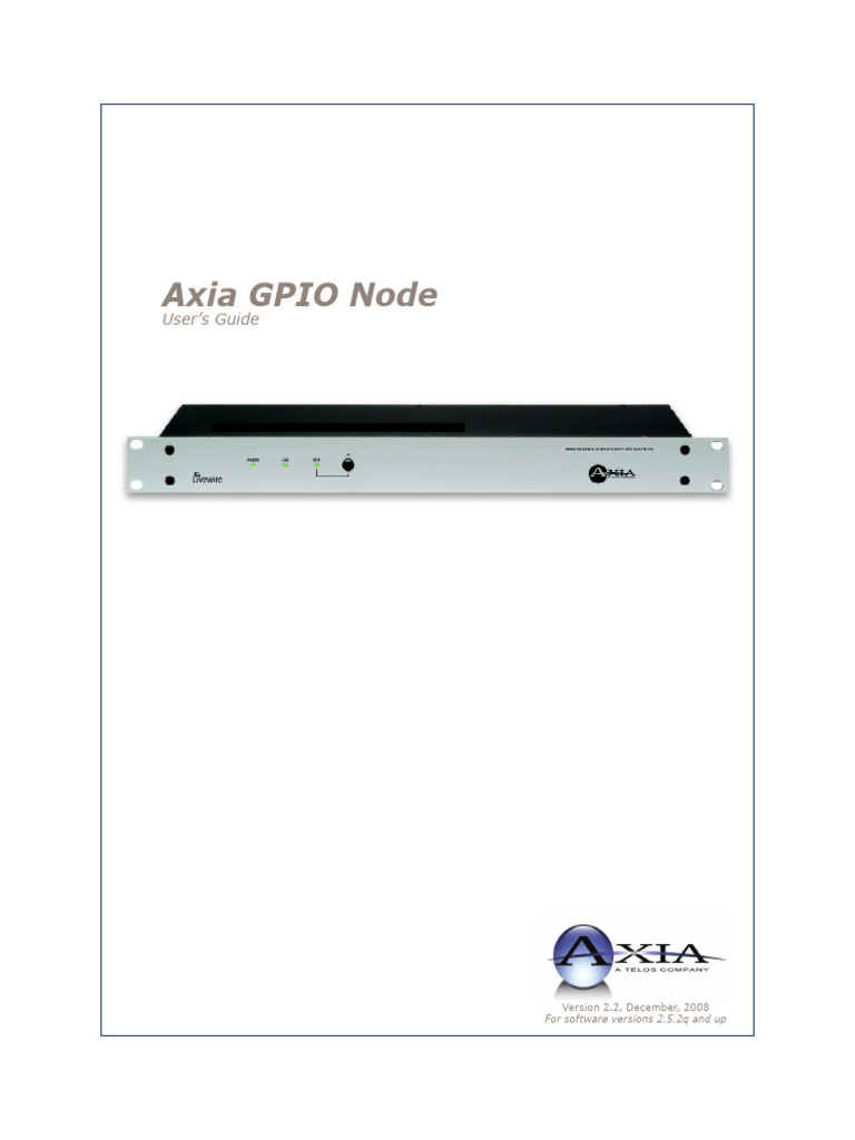 Axia Gpio v2.2 12-2008 | PDF | Manufactured Goods | Information And ...