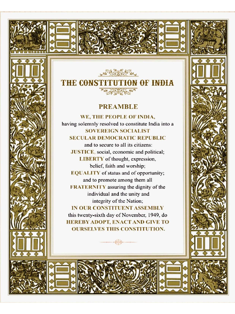Preamble - Constitution of India | PDF
