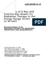 NCRP Dosimetry of X-Ray and Gamma-Ray Beams For Radiation Therapy in The Energy Range 10 KeV To 50 MeV