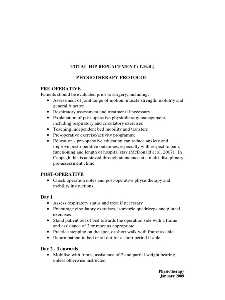 1. Total Hip Replacement Protocol Surgery Hip