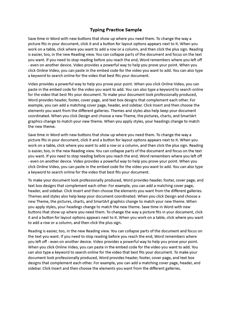 Typing practice sample pdf page layout graphics
