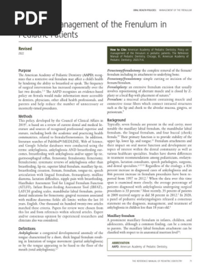 5. Policy on Management of the Frenulum in