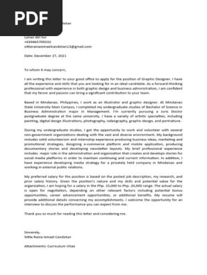 Application Letter Graphic Designer