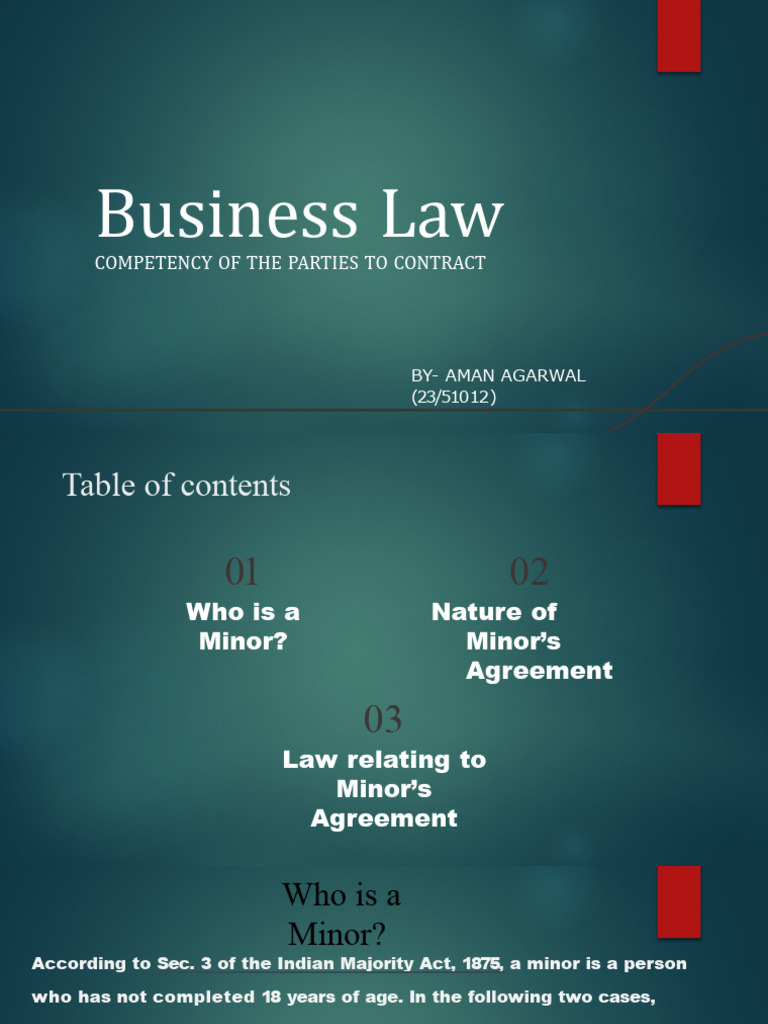 Minor's Agreements in Business Law | PDF | Legal Liability | Law Of Agency