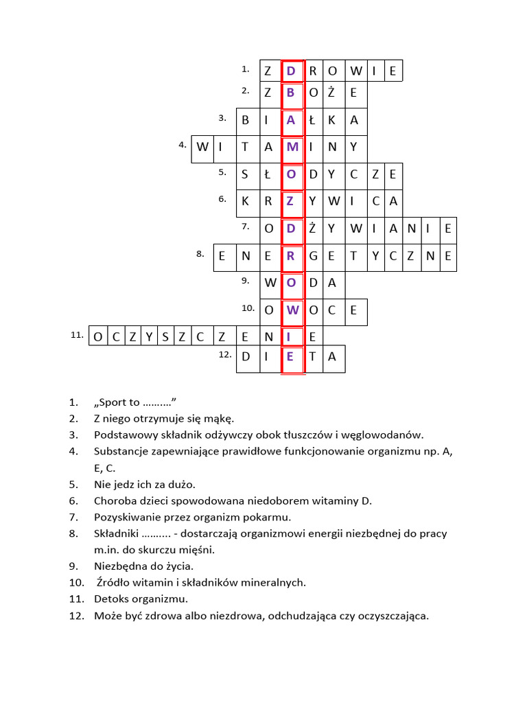 KRZYŻÓWKA - Hasło 