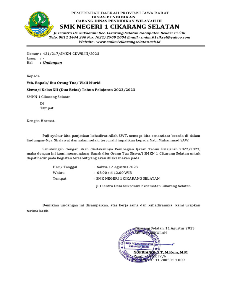 Contoh undangan formal | PDF