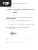 Cost and Cost Sheet