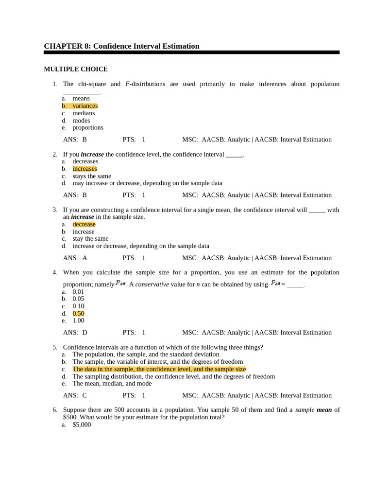 Confidence Interval Estimation Techniques | PDF | Standard Error ...
