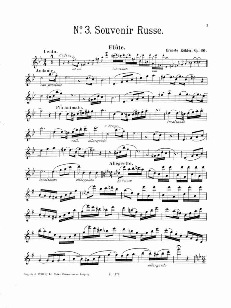 Souvenir russe flute part 43125 pdf
