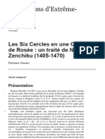 Les Six Cercles en Une Goutte de Rosée : Un Traité de Nō de Zenchiku (1405-1470)