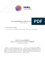 La Responsabilité Sociale de L'entreprise: To Cite This Version