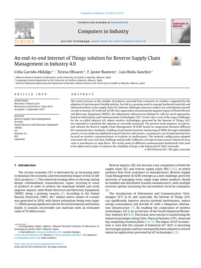 IoT Framework for Reverse Supply Chain | PDF | Internet Of Things ...