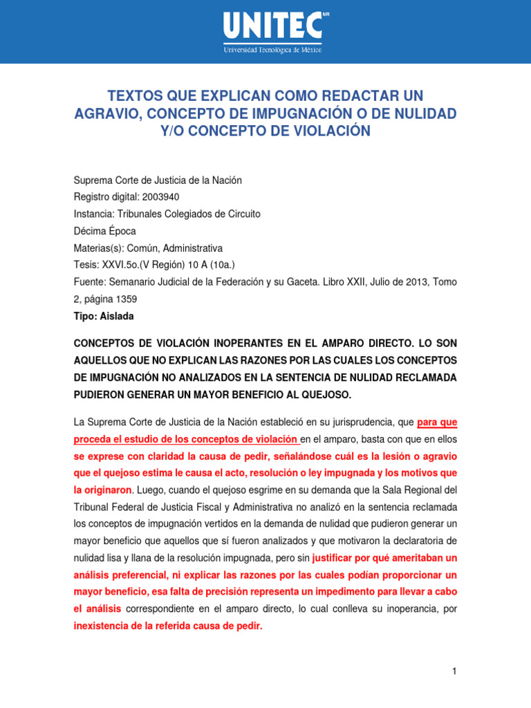 Cruz, E. (2021) Estructura Agravio UNITEC On Line | PDF