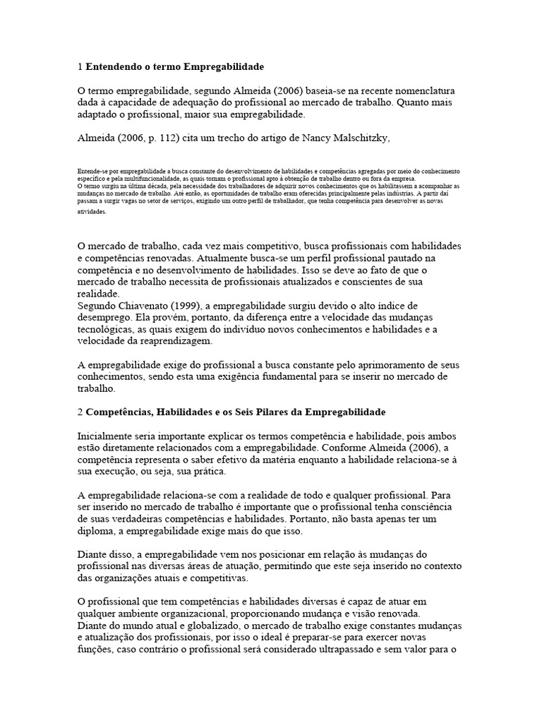 Empregabilidade: Conceito e Pilares Essenciais | PDF | Economia do ...