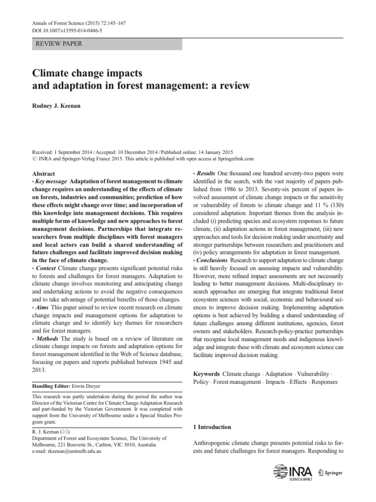 Climate Change Adaptation in Forests | PDF | Primary Production ...