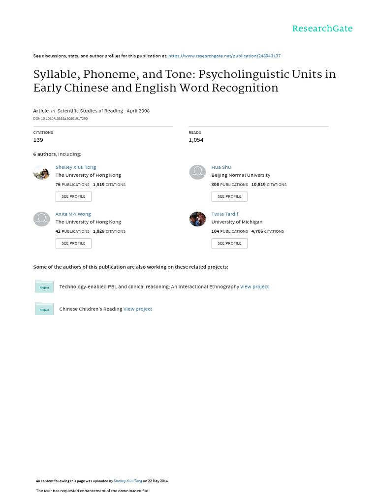 Syllable Phoneme and Tone Psycholinguistic Units I | PDF | Tone ...