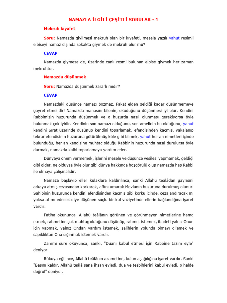 163 35 Namazla Ilgili Sorular - 1 | PDF