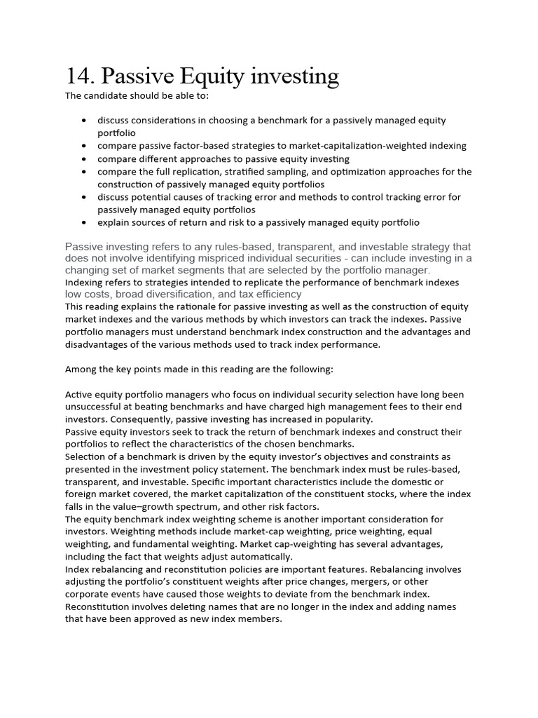 Understanding Passive Equity Investing | PDF | Stock Market Index ...
