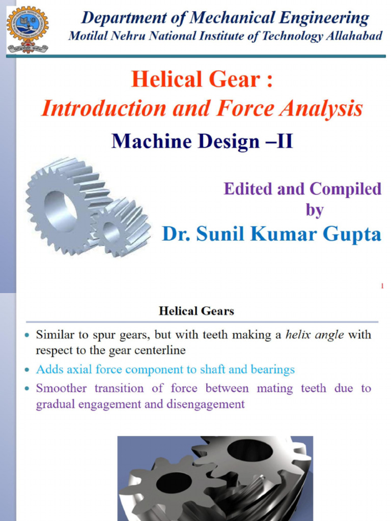 Helical Gear - Introduction and Force Analysis | PDF