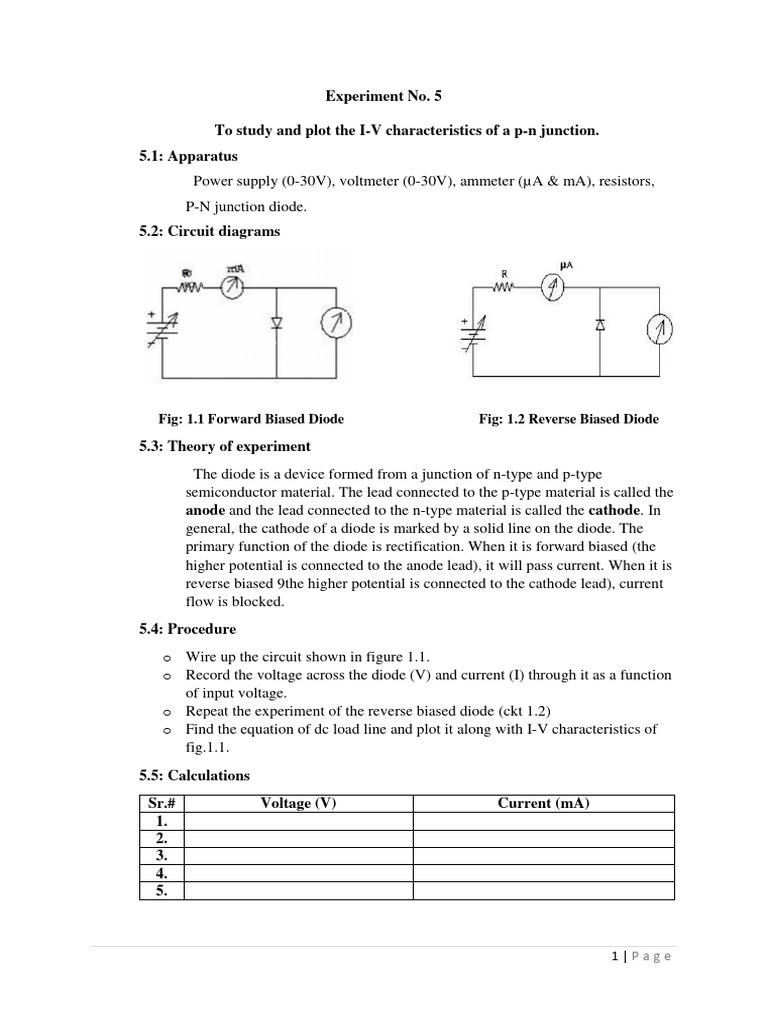I-V Characteristics of PN Junction Diode | PDF | P–N Junction | Diode