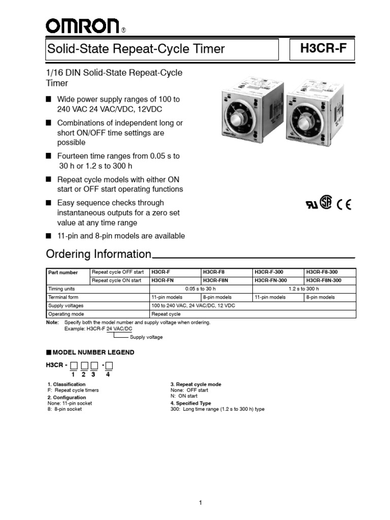 Omron H3CR-F Timer Manual | PDF | Power Supply | Alternating Current