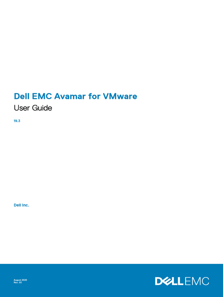 Dell EMC Avamar VMware User Guide 19.3 | PDF | Proxy Server | Backup
