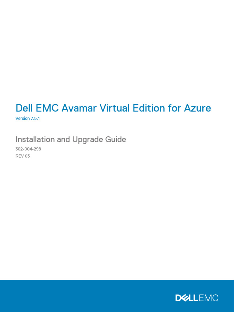 Dell emc avamar virtual edition for azure installation and upgrade