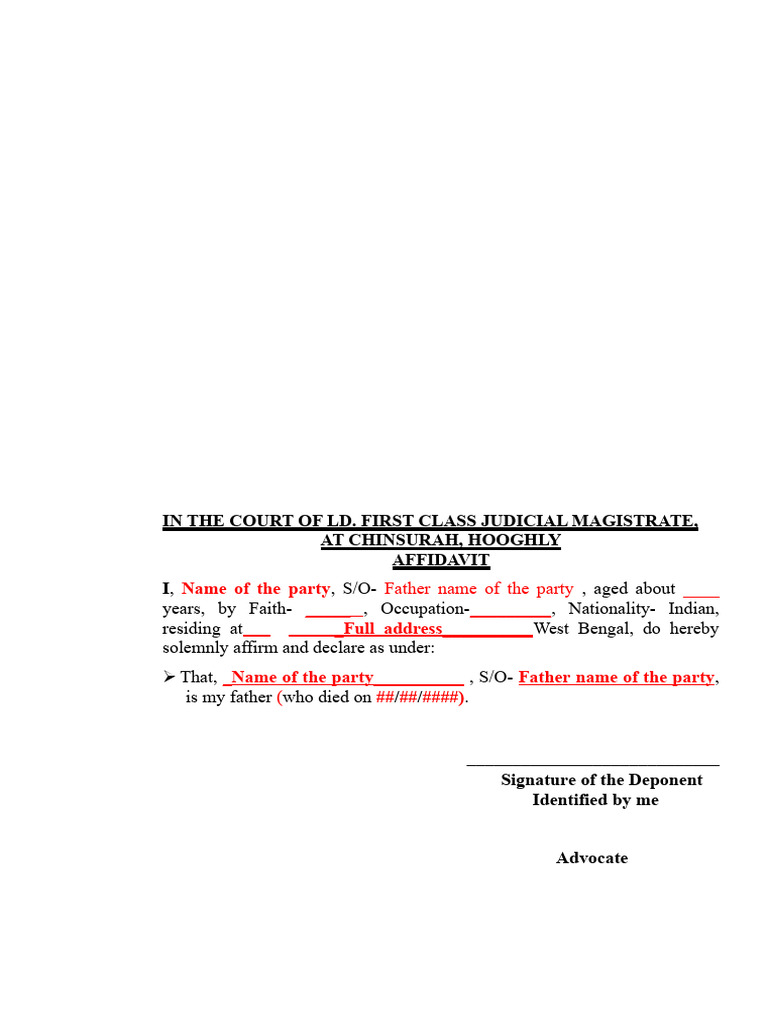 Legal heir Affidavit format | PDF | Affidavit | Government