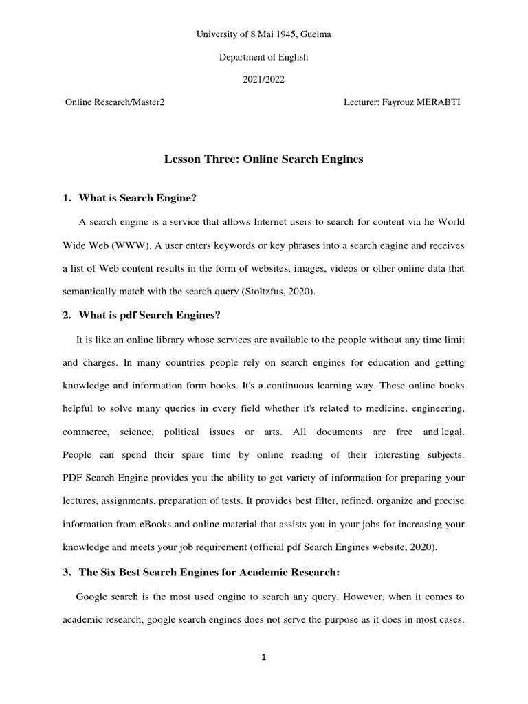 Academic Search Engines Guide | PDF | World Wide Web | Internet & Web