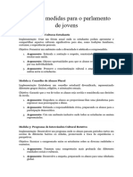 Ideias de Medidas para o Parlamento de Jovens