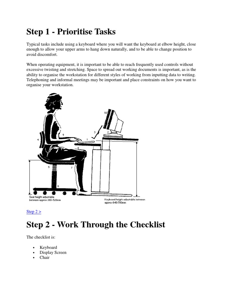 Ergonomic Workstation Setup Guide | PDF | Computer Keyboard | Chair