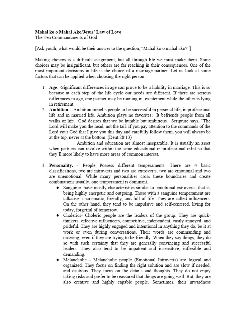 05 - Mahal Ko o Mahal Ako Jesus-Law-Of-Love | PDF | Names Of God In ...