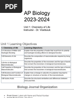 AP Biology Unit 1 Journal