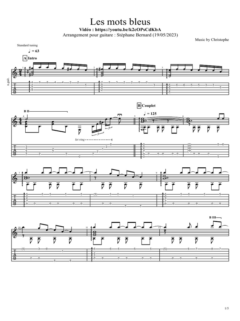 Les Mots Bleus Partition PDF — free download