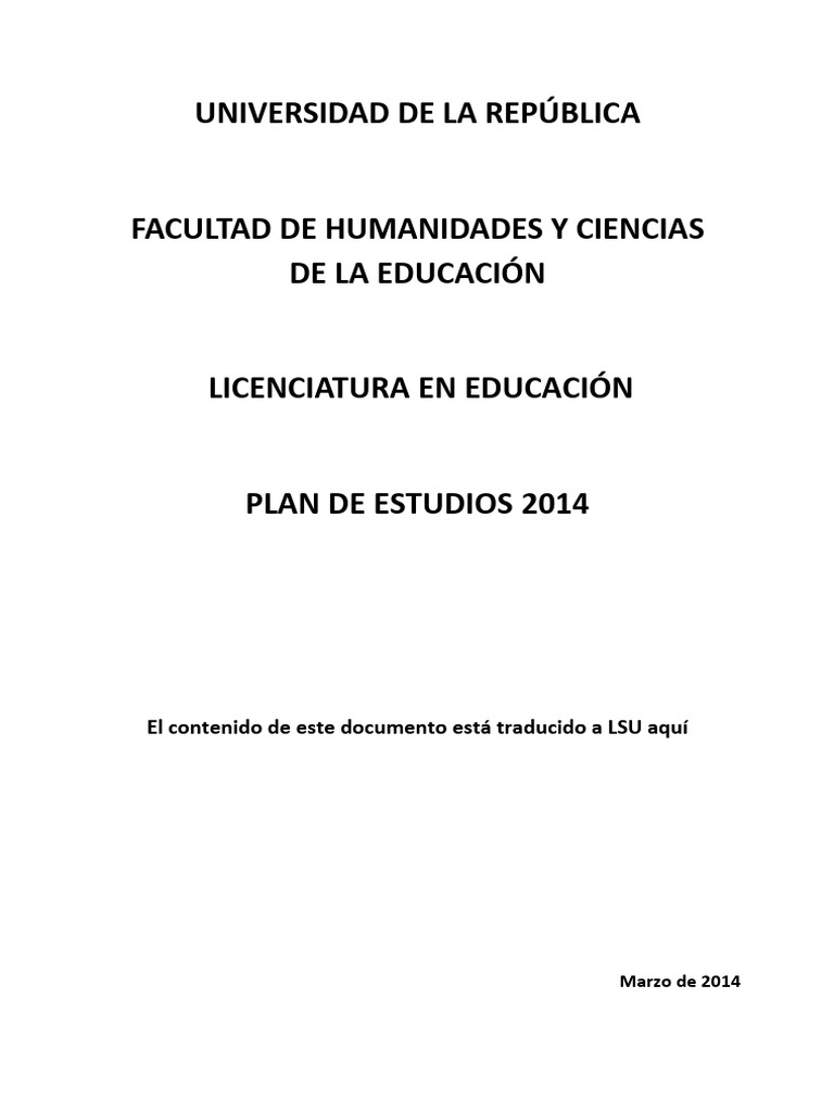 Plan de Estudios Licenciatura en Educación | PDF | Plan de estudios ...