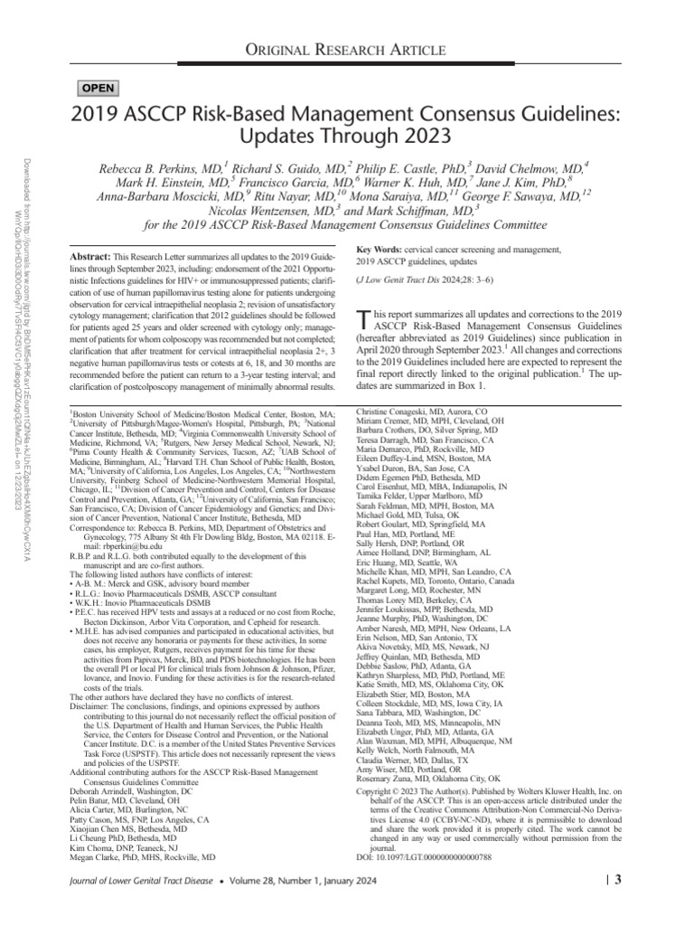 2023 Updates to ASCCP Guidelines | PDF | Carcinogenesis | Clinical Medicine