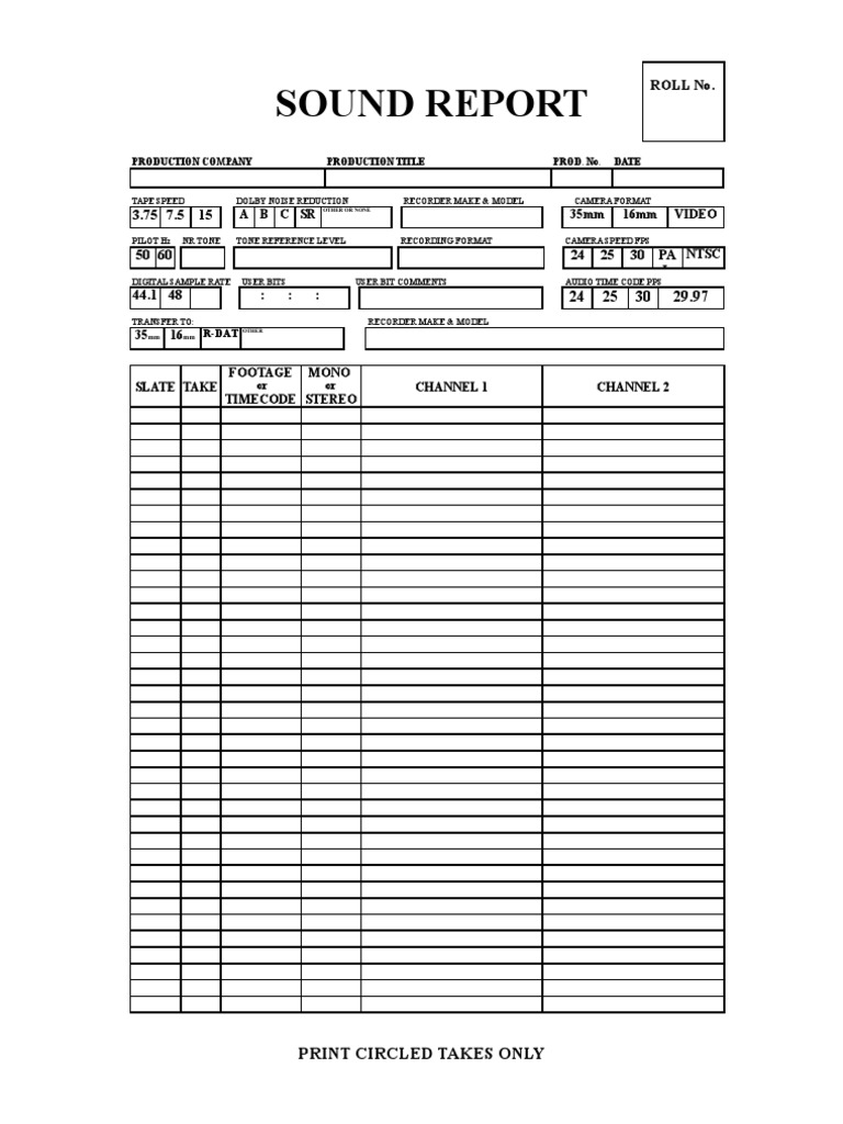 Sound Report  PDF Inside Sound Report Template
