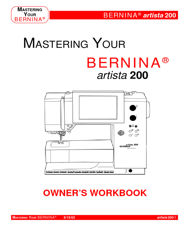 Bernina Artista 200 Sewing Machine Instruction Manual PDF Sewing
