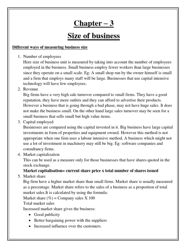 Measuring Business Size: Key Methods | PDF | Economies Of Scale ...