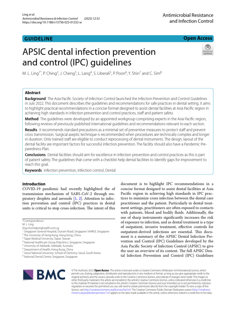 Dental Infection and Prevention Control Guideline PDF Diseases And