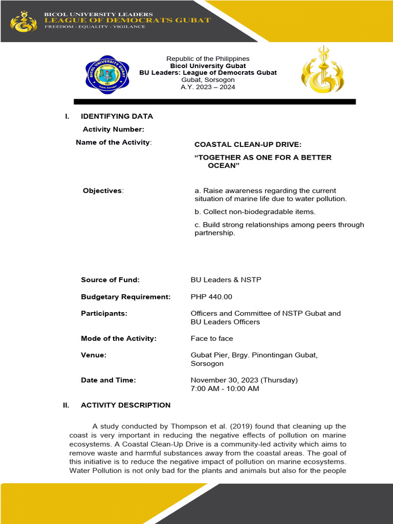 Coastal Clean Up Drive AR | PDF | Pollution | Coast