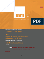 Módulo 1. Actividad 2. Reporte de Análisis. Operaciones de Manufactura y de Servicio