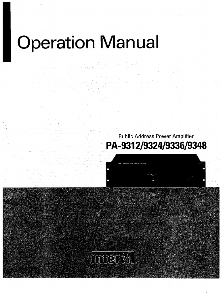PA System Power Amplifier Operation Manual | PDF