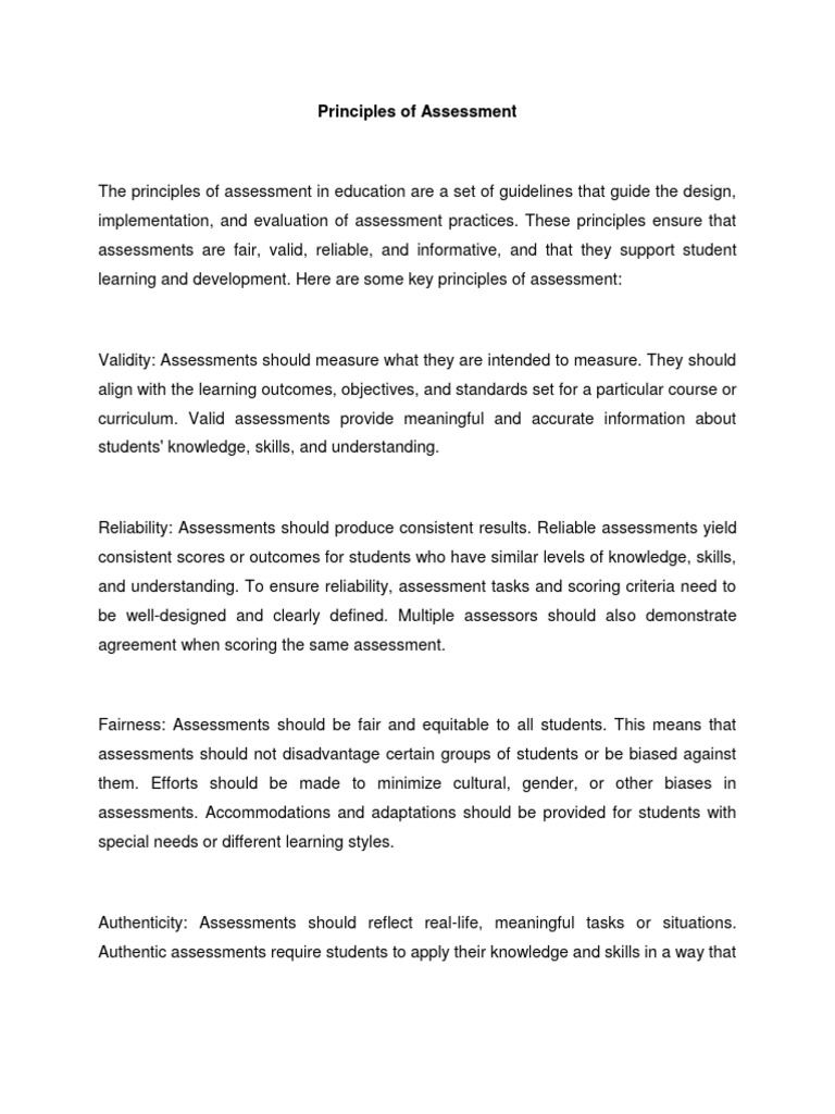 Key Principles of Assessment in Education | PDF | Educational ...