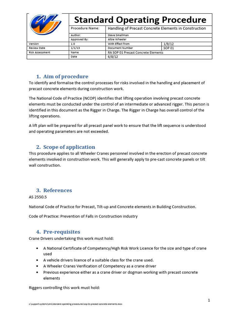 Lifting Procedures for Precast Elements | PDF | Crane (Machine ...